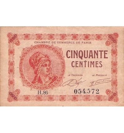 50 Centimes - Chambre de Commerce de Paris 1920