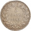 5 Francs Louis-Philippe Ier Tête Laurée Le I plus éloigné - Tranche en Relief