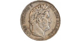 5 Francs Louis-Philippe Ier Tête Laurée Le I plus éloigné - Tranche en Relief