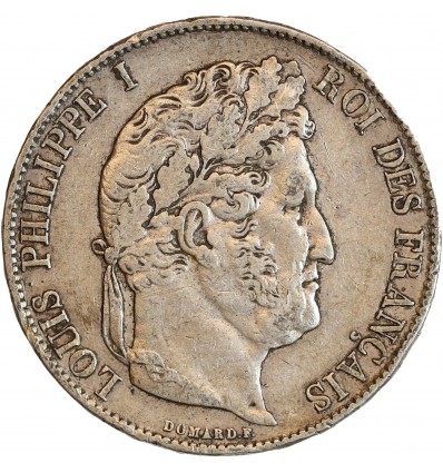 5 Francs Louis-Philippe Ier Tête Laurée Le I plus éloigné - Tranche en Relief