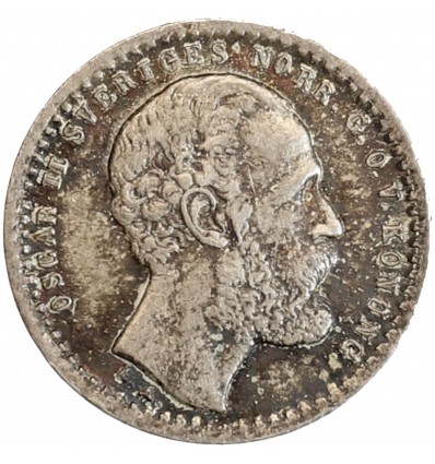 10 Ore Oscar II - Variété A à l'envers au lieu de V dans SVERIGES - Suède Argent