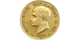 40 Lires Napoléon Imperator Tranche En Relief - Italie Occupation Française