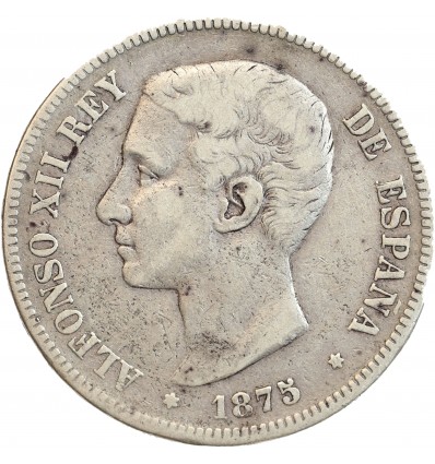 5 Pesetas Alphonse XII Espagne Argent