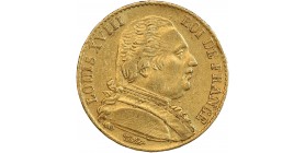 20 Francs Louis XVIII Buste Habillé - Variété 4 Court