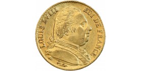 20 Francs Louis XVIII Buste Habillé - Variété 4 Long