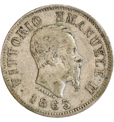 Avers : Portrait à droite du roi Victor Emmanuel II