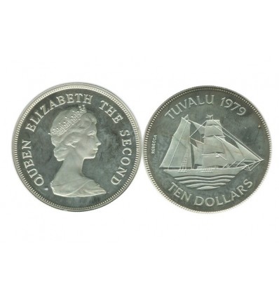 10 Dollars Elisabeth II Iles Tuvalu Argent