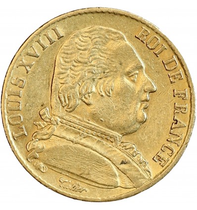 Avers : buste de Louis XVIII tête nue à droite