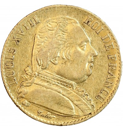 20 Francs Louis XVIII Buste Habillé Première Restauration