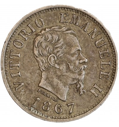 Avers : Portrait à droite du roi Victor Emmanuel II