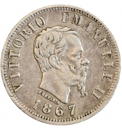 Avers : Portrait à droite du roi Victor Emmanuel II