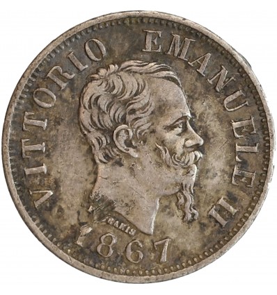 Avers : Portrait à droite du roi Victor Emmanuel II