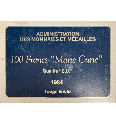 100 Francs Marie Curie en Argent - Coffret B.U
