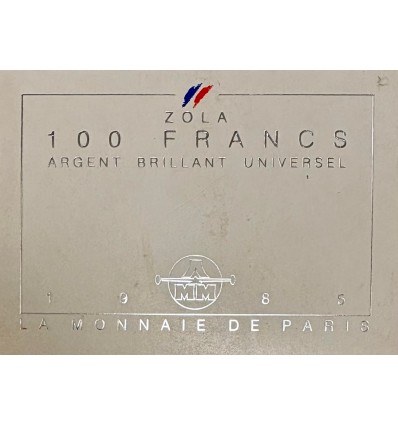 100 Francs Emile Zola en Argent - Coffret B.U.