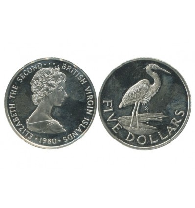 5 Dollars Elisabeth II Iles Vierges Argent