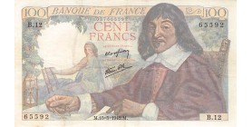 Avers : René Descartes avec un compas dans la main