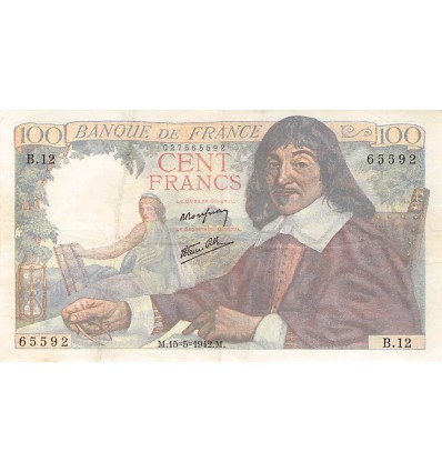 Avers : René Descartes avec un compas dans la main