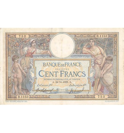 100 Francs Luc Olivier Merson - France 1909