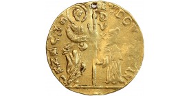 Avers : le doge agenouillé debout Saint Marc debout tenant ensemble l'oriflamme de la République