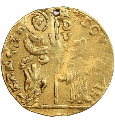 Avers : le doge agenouillé debout Saint Marc debout tenant ensemble l'oriflamme de la République