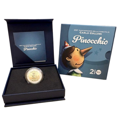 2 Euros commémorative  Italie 2026 B.E. Reverse - Pinocchio variété "Reverse"