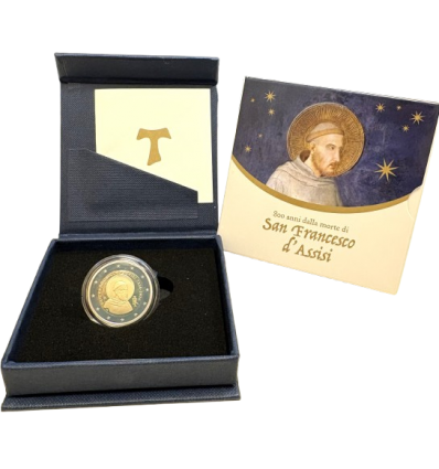 2 Euros commémorative Italie 2026 B.E. Reverse - St François d'Assise