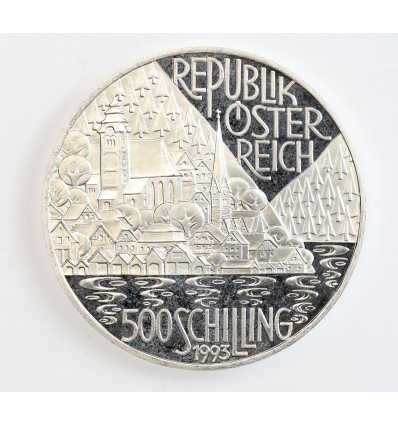 Avers :  représentation de la ville de Hallsatt avec son lac.