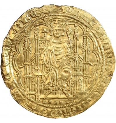 Avers : Philippe VI assis sur une stalle gothique