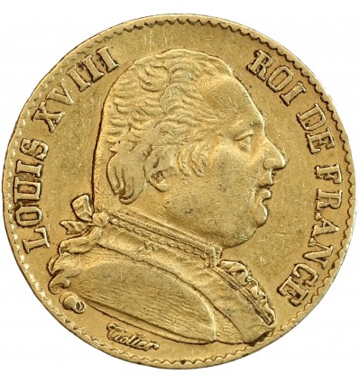 Avers : buste de Louis XVIII tête nue à droite