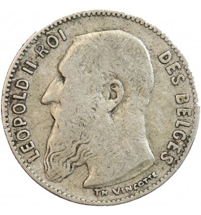 Avers : tête nue de Léopold II roi des belges à gauche