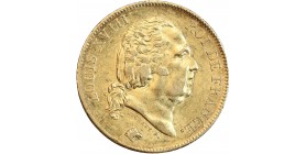 Avers : tête nue de Louis XVIII à droite