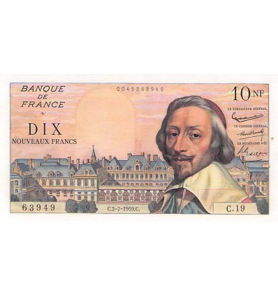 Avers : le cardinal de Richelieu avec le Palais Royal en fond
