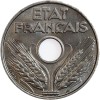Avers : ETAT / FRANCAIS en deux lignes au-dessus d'un trou central
