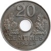Revers : 20 // CENTIMES au-dessus et au-dessous d'un trou central accosté de deux rameaux de chêne
