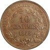 Revers : 10 / CENTIMES / 1848 dans une couronne formée d'une branche de chêne et d'une branche d'olivier