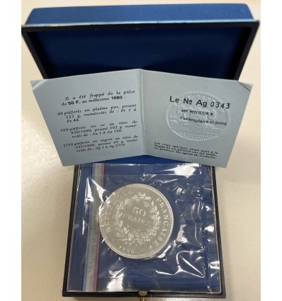 50 Francs Hercule - Piéfort en Argent