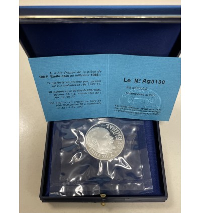 100 Francs Emile Zola - Piéfort en Argent