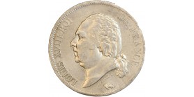 Avers : buste nu de Louis XVIII à gauche, cheveux noués sur la nuque