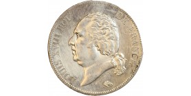 Avers : buste nu de Louis XVIII à gauche, cheveux noués sur la nuque