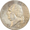 Avers : buste nu de Louis XVIII à gauche, cheveux noués sur la nuque