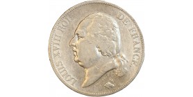 Avers : buste nu de Louis XVIII à gauche, cheveux noués sur la nuque