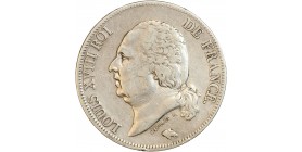 Avers : buste nu de Louis XVIII à gauche, cheveux noués sur la nuque