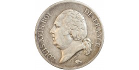 Avers : buste nu de Louis XVIII à gauche, cheveux noués sur la nuque