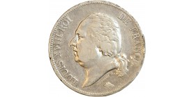 Avers : buste nu de Louis XVIII à gauche, cheveux noués sur la nuque