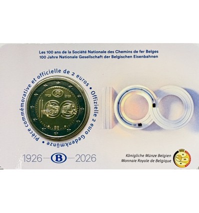 2 Euros Belgique Coincard Française - 100 ans de la SNCB