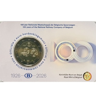 2 Euros Belgique Coincard Flamande - 100 ans de la SNCB