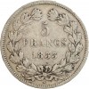 Revers : 5/FRANCS sur deux lignes, en-dessous millésime, le tout dans une couronne formée d'une branche de laurier et d'olivier