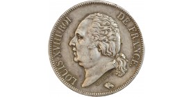 Avers : buste nu de Louis XVIII à gauche, cheveux noués sur la nuque