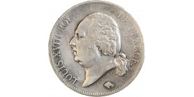 Avers : buste nu de Louis XVIII à gauche, cheveux noués sur la nuque