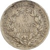 Revers : 5 / FRANCS / 1849 sur trois lignes dans une couronne composée d'une branche de chêne et d'olivier.